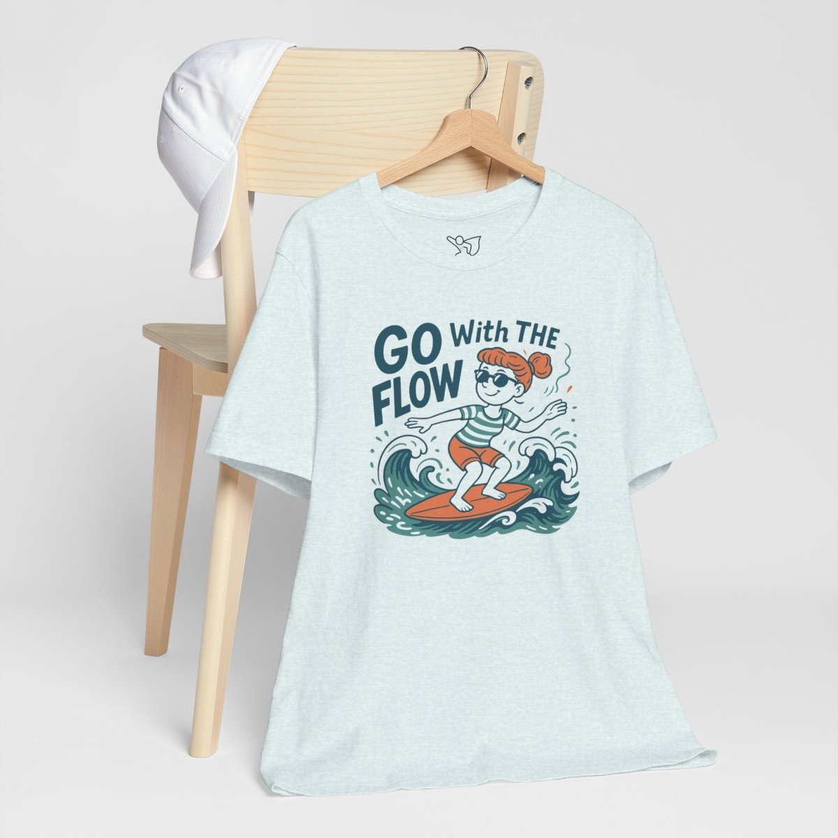 "Go With the Flow" Surf Vibes Unisex Tee, Fun Summer Shirt, Gift for Beach Lovers, Casual Wear, Surfing Apparel, Adventure T-Shirt - MINDSet Collection - AI Tee Hero