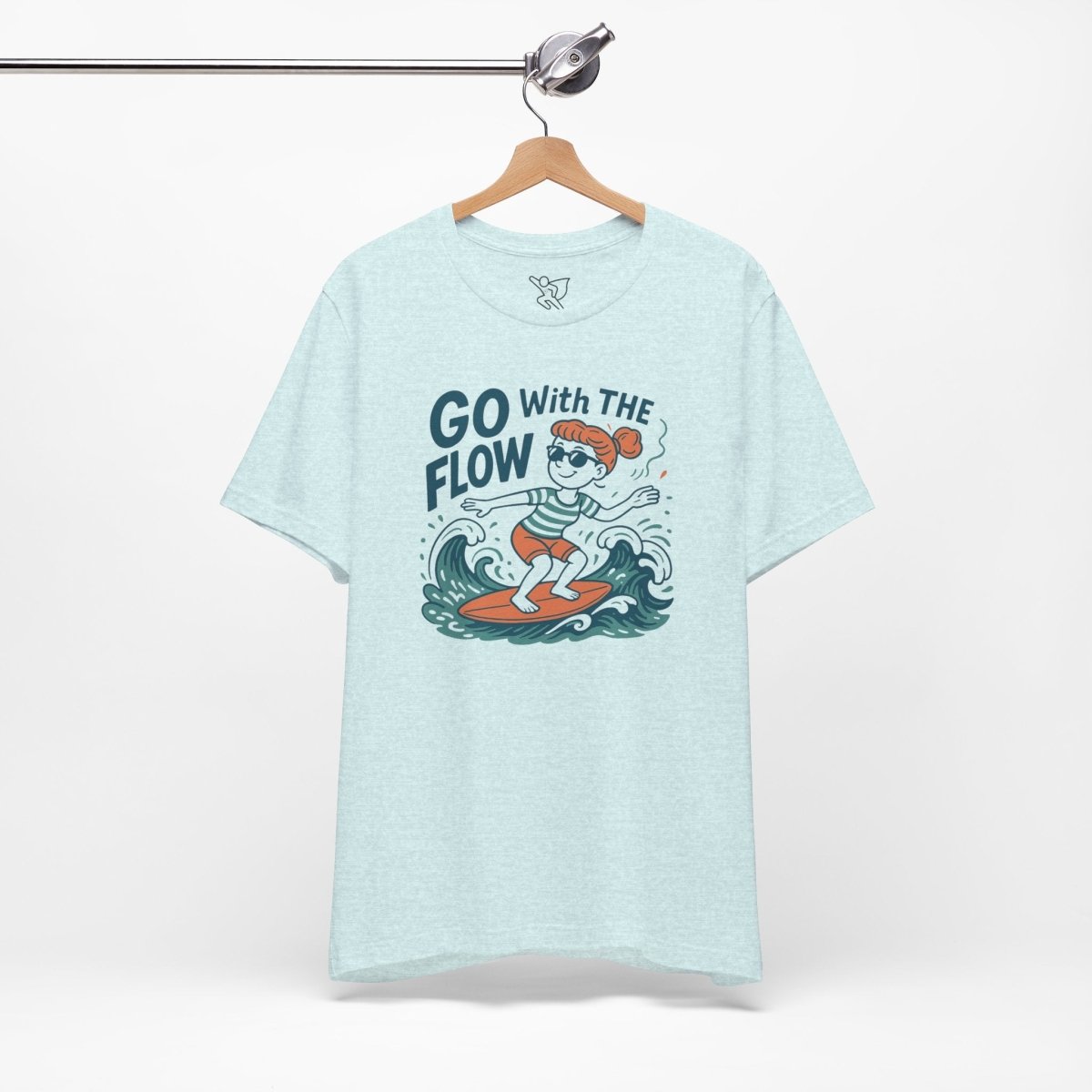 "Go With the Flow" Surf Vibes Unisex Tee, Fun Summer Shirt, Gift for Beach Lovers, Casual Wear, Surfing Apparel, Adventure T-Shirt - MINDSet Collection - AI Tee Hero