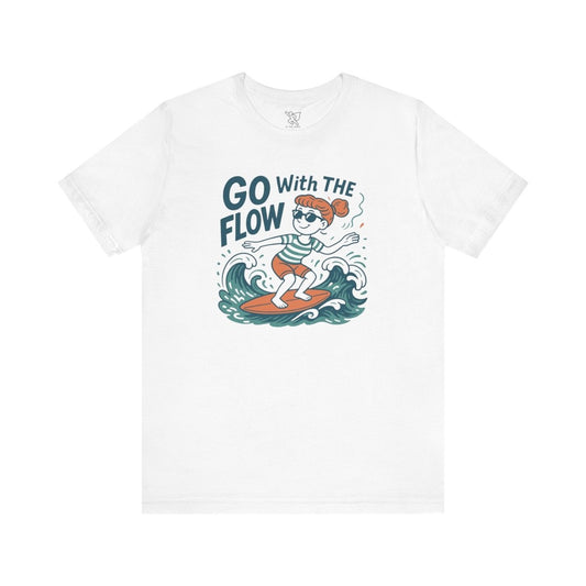 "Go With the Flow" Surf Vibes Unisex Tee, Fun Summer Shirt, Gift for Beach Lovers, Casual Wear, Surfing Apparel, Adventure T-Shirt - MINDSet Collection - AI Tee Hero