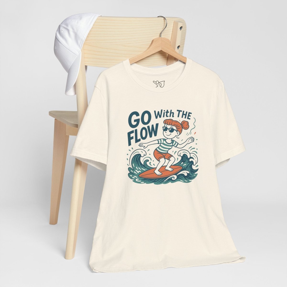 "Go With the Flow" Surf Vibes Unisex Tee, Fun Summer Shirt, Gift for Beach Lovers, Casual Wear, Surfing Apparel, Adventure T-Shirt - MINDSet Collection - AI Tee Hero