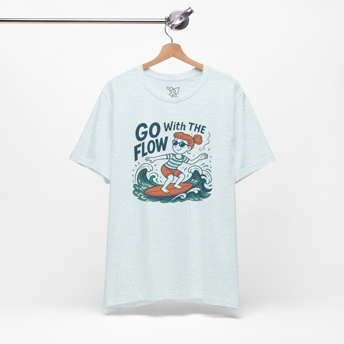 "Go With the Flow" Surf Vibes Unisex Tee, Fun Summer Shirt, Gift for Beach Lovers, Casual Wear, Surfing Apparel, Adventure T-Shirt - MINDSet Collection - AI Tee Hero