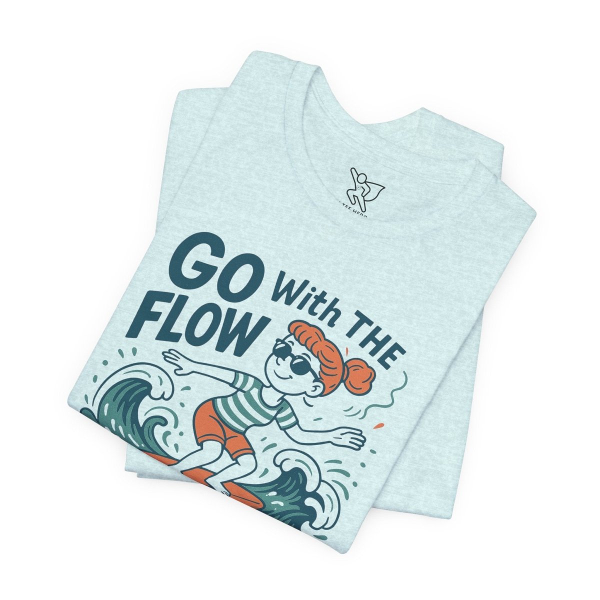 "Go With the Flow" Surf Vibes Unisex Tee, Fun Summer Shirt, Gift for Beach Lovers, Casual Wear, Surfing Apparel, Adventure T-Shirt - MINDSet Collection - AI Tee Hero