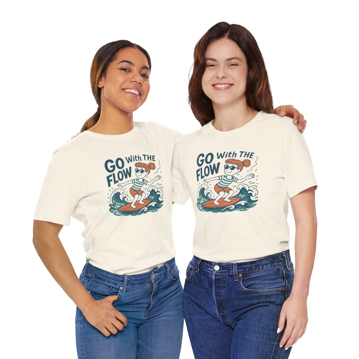 "Go With the Flow" Surf Vibes Unisex Tee, Fun Summer Shirt, Gift for Beach Lovers, Casual Wear, Surfing Apparel, Adventure T-Shirt - MINDSet Collection - AI Tee Hero