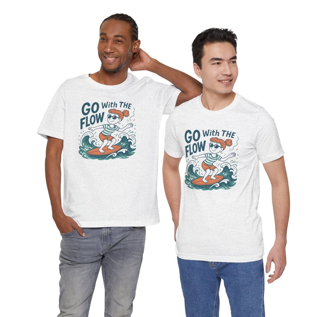 "Go With the Flow" Surf Vibes Unisex Tee, Fun Summer Shirt, Gift for Beach Lovers, Casual Wear, Surfing Apparel, Adventure T-Shirt - MINDSet Collection - AI Tee Hero