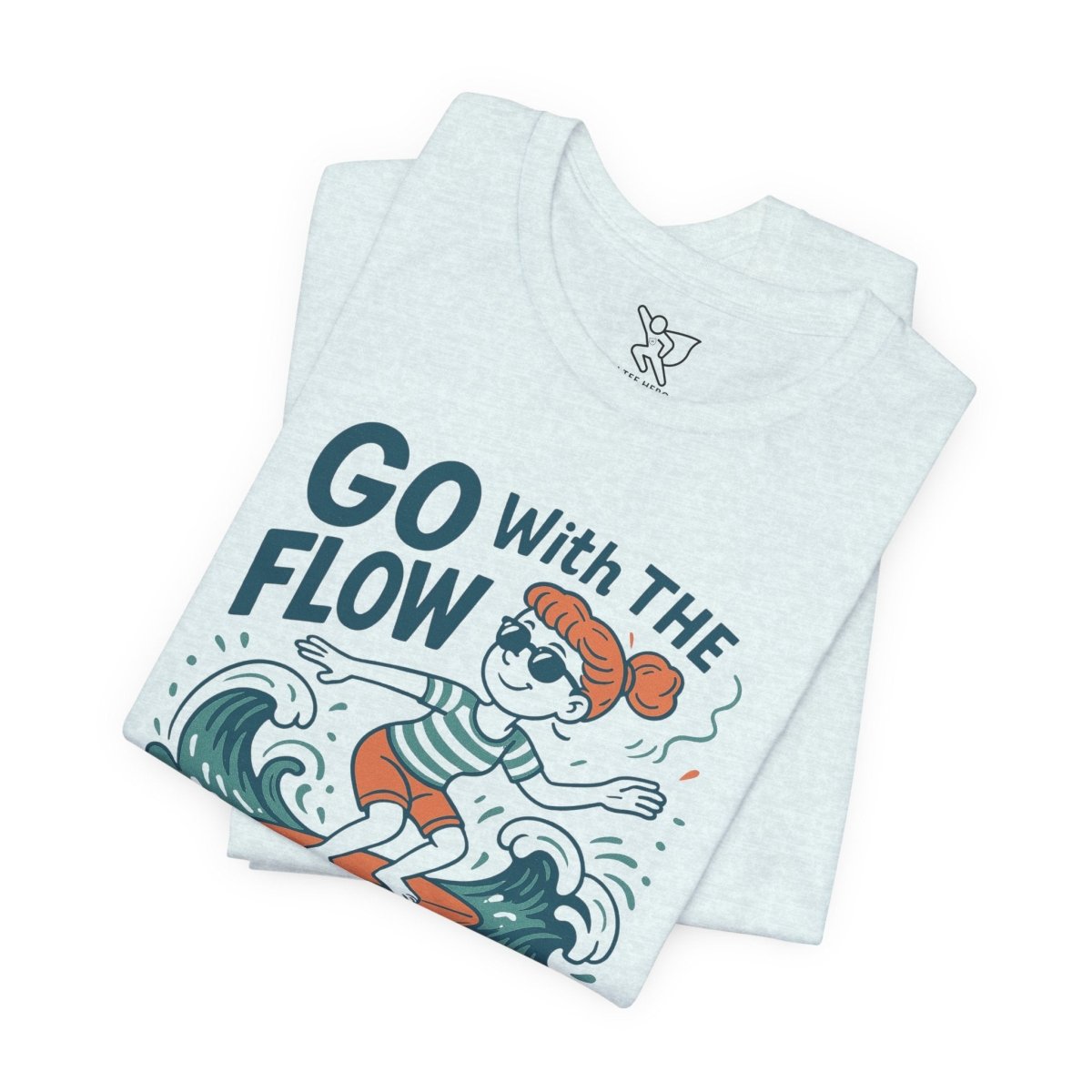 "Go With the Flow" Surf Vibes Unisex Tee, Fun Summer Shirt, Gift for Beach Lovers, Casual Wear, Surfing Apparel, Adventure T-Shirt - MINDSet Collection - AI Tee Hero