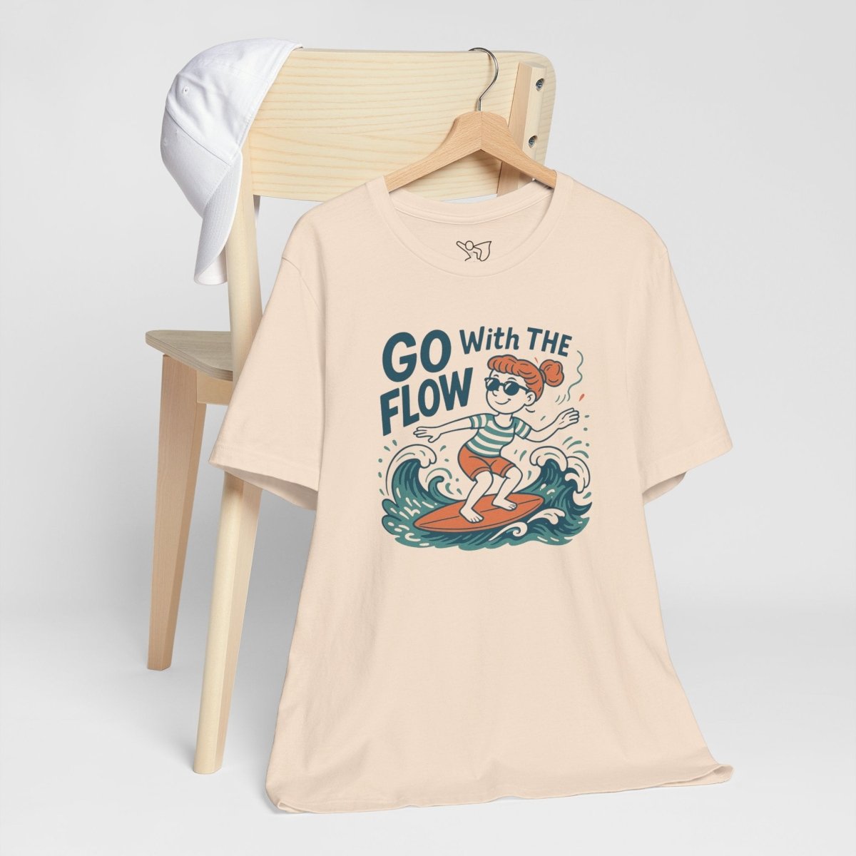 "Go With the Flow" Surf Vibes Unisex Tee, Fun Summer Shirt, Gift for Beach Lovers, Casual Wear, Surfing Apparel, Adventure T-Shirt - MINDSet Collection - AI Tee Hero