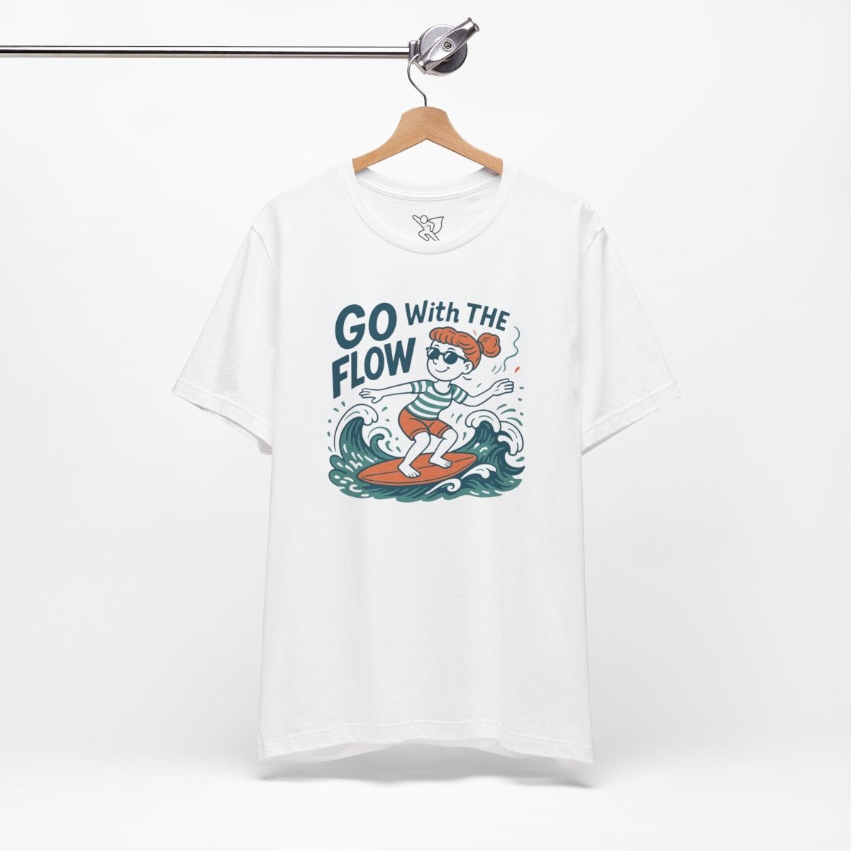 "Go With the Flow" Surf Vibes Unisex Tee, Fun Summer Shirt, Gift for Beach Lovers, Casual Wear, Surfing Apparel, Adventure T-Shirt - MINDSet Collection - AI Tee Hero