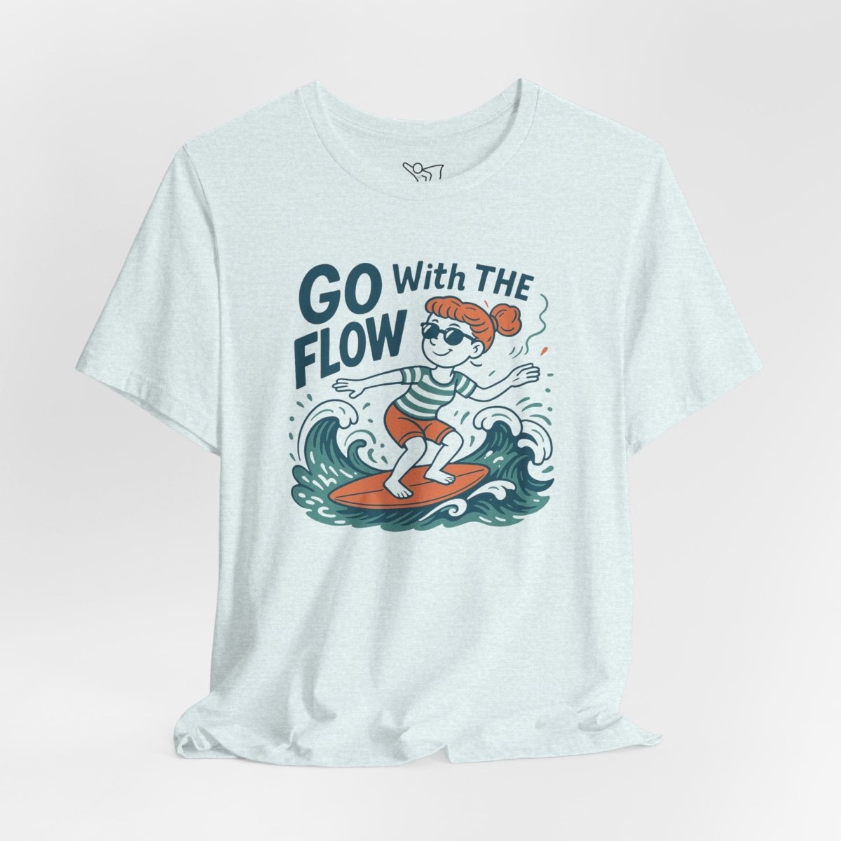 "Go With the Flow" Surf Vibes Unisex Tee, Fun Summer Shirt, Gift for Beach Lovers, Casual Wear, Surfing Apparel, Adventure T-Shirt - MINDSet Collection - AI Tee Hero
