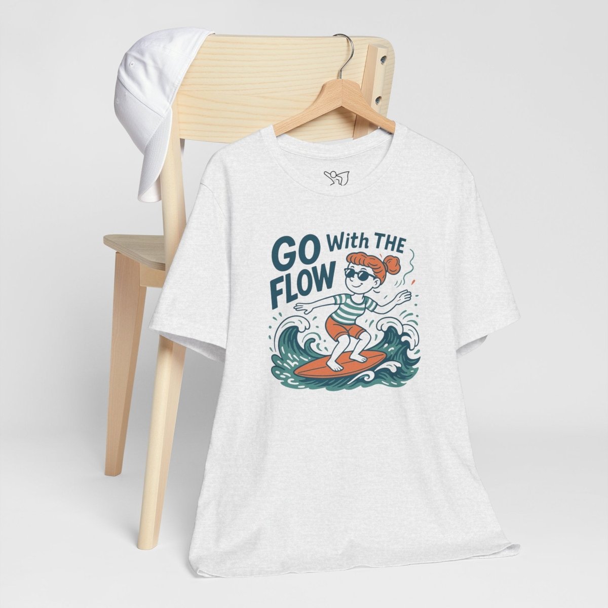 "Go With the Flow" Surf Vibes Unisex Tee, Fun Summer Shirt, Gift for Beach Lovers, Casual Wear, Surfing Apparel, Adventure T-Shirt - MINDSet Collection - AI Tee Hero