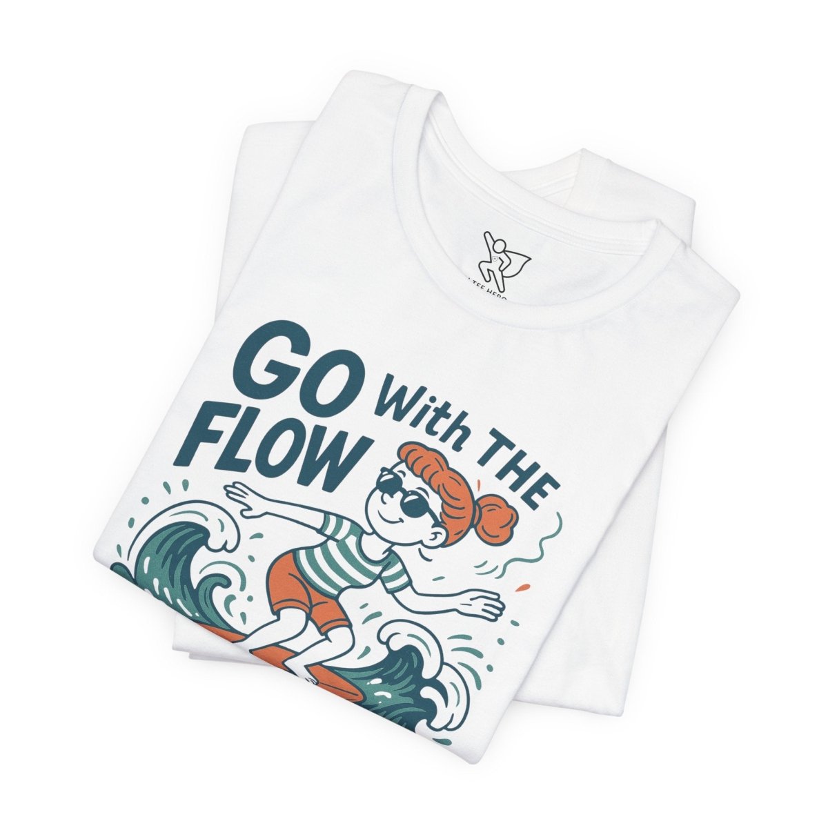 "Go With the Flow" Surf Vibes Unisex Tee, Fun Summer Shirt, Gift for Beach Lovers, Casual Wear, Surfing Apparel, Adventure T-Shirt - MINDSet Collection - AI Tee Hero