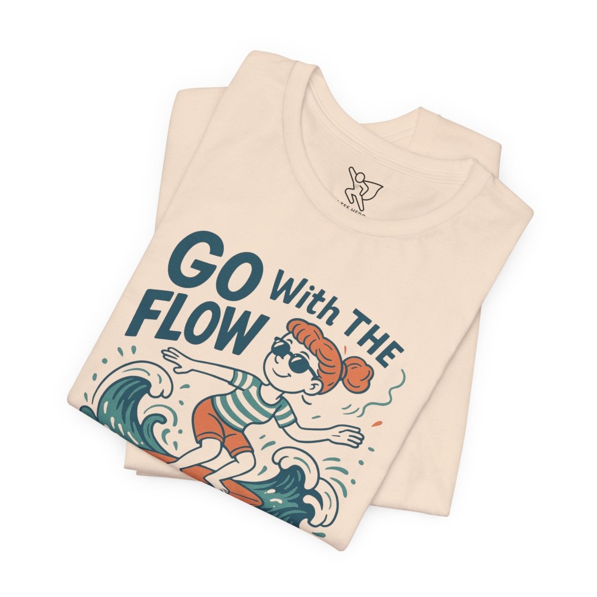 "Go With the Flow" Surf Vibes Unisex Tee, Fun Summer Shirt, Gift for Beach Lovers, Casual Wear, Surfing Apparel, Adventure T-Shirt - MINDSet Collection - AI Tee Hero