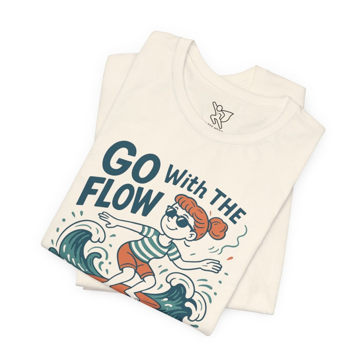 "Go With the Flow" Surf Vibes Unisex Tee, Fun Summer Shirt, Gift for Beach Lovers, Casual Wear, Surfing Apparel, Adventure T-Shirt - MINDSet Collection - AI Tee Hero