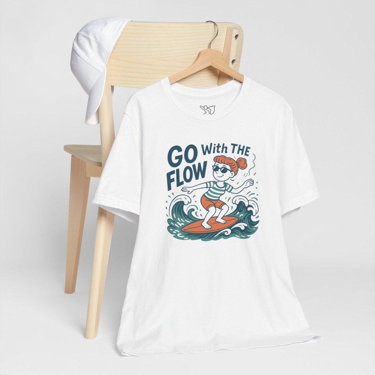 "Go With the Flow" Surf Vibes Unisex Tee, Fun Summer Shirt, Gift for Beach Lovers, Casual Wear, Surfing Apparel, Adventure T-Shirt - MINDSet Collection - AI Tee Hero