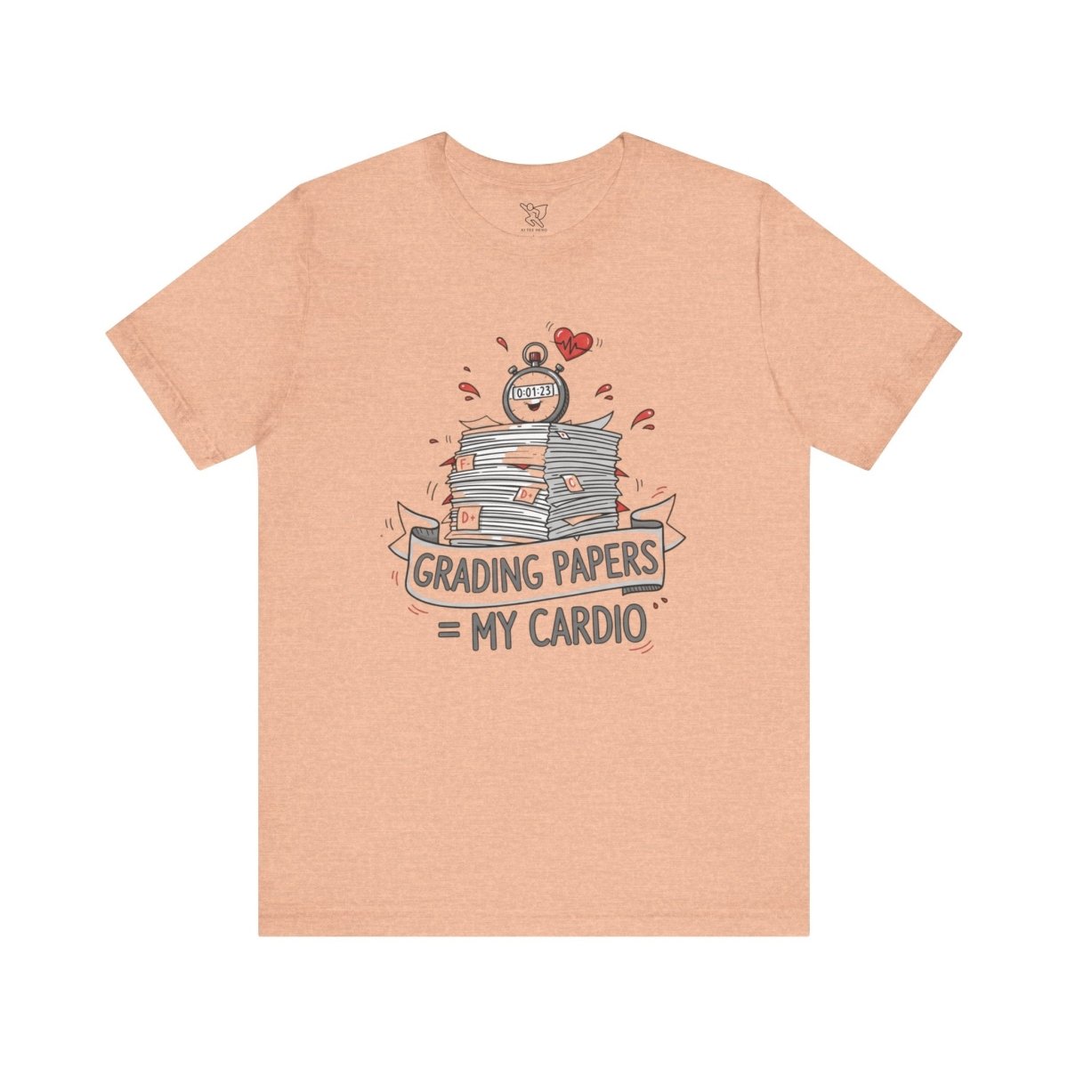 "Grading Papers = My Cardio" CW - 1 | Funny Teacher Shirt, Unisex Short Sleeve Tee, Gift for Educators, Classroom Apparel - AI Tee Hero