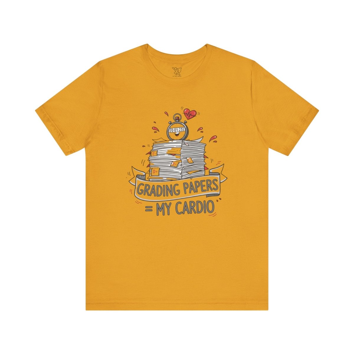 "Grading Papers = My Cardio" CW - 1 | Funny Teacher Shirt, Unisex Short Sleeve Tee, Gift for Educators, Classroom Apparel - AI Tee Hero