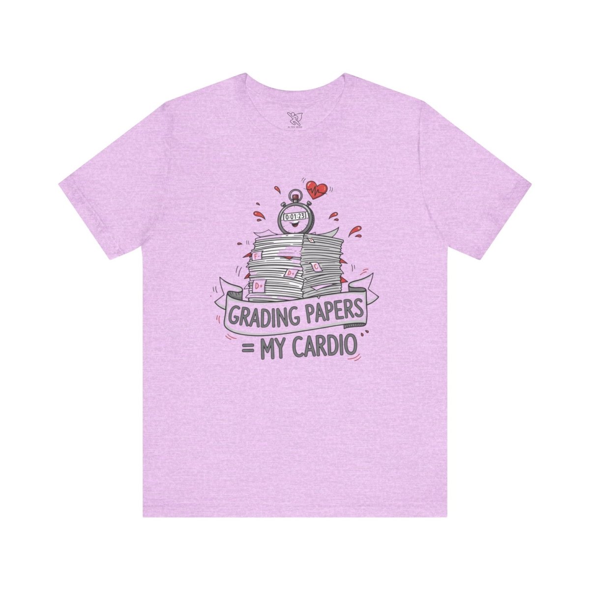 "Grading Papers = My Cardio" CW - 1 | Funny Teacher Shirt, Unisex Short Sleeve Tee, Gift for Educators, Classroom Apparel - AI Tee Hero