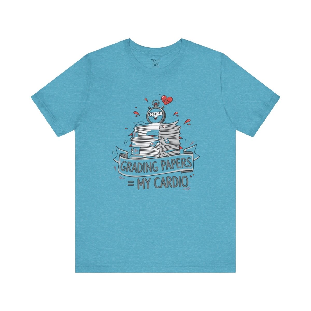"Grading Papers = My Cardio" CW - 1 | Funny Teacher Shirt, Unisex Short Sleeve Tee, Gift for Educators, Classroom Apparel - AI Tee Hero
