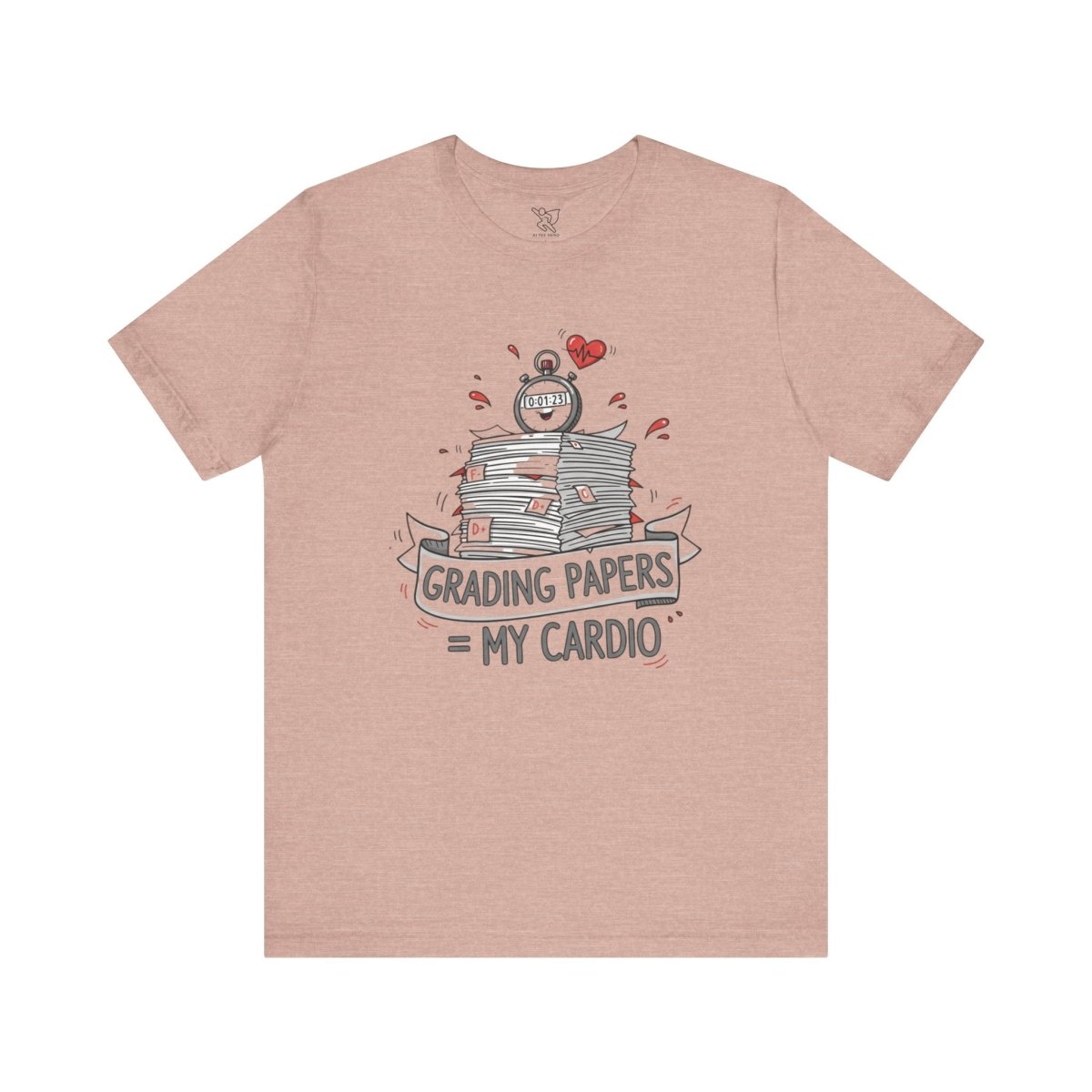 "Grading Papers = My Cardio" CW - 1 | Funny Teacher Shirt, Unisex Short Sleeve Tee, Gift for Educators, Classroom Apparel - AI Tee Hero