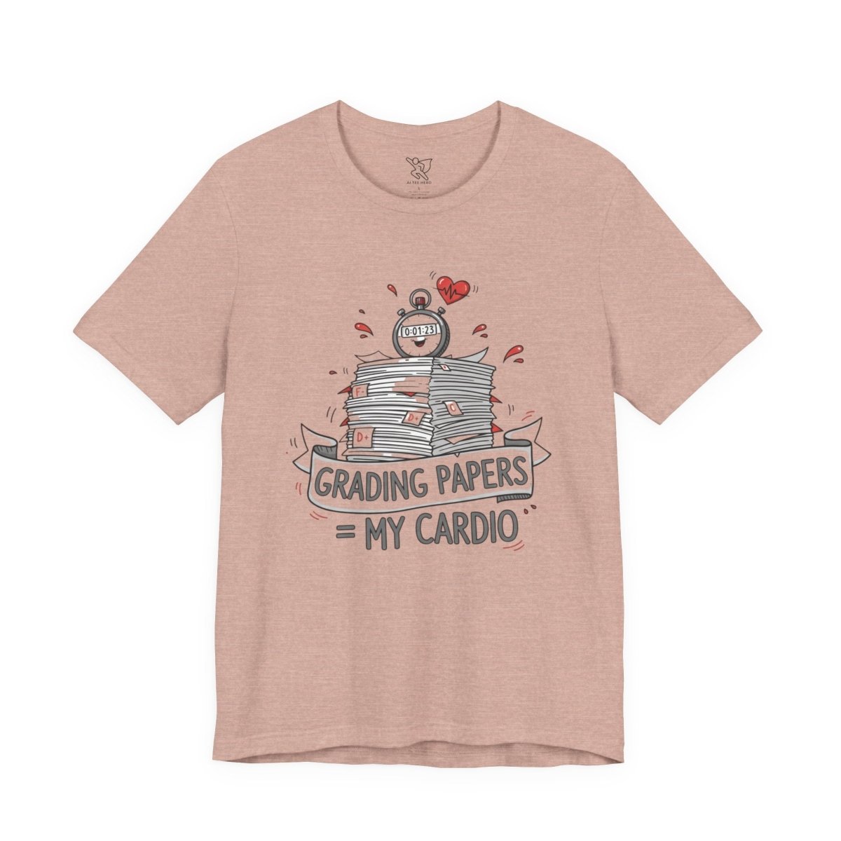 "Grading Papers = My Cardio" CW - 1 | Funny Teacher Shirt, Unisex Short Sleeve Tee, Gift for Educators, Classroom Apparel - AI Tee Hero