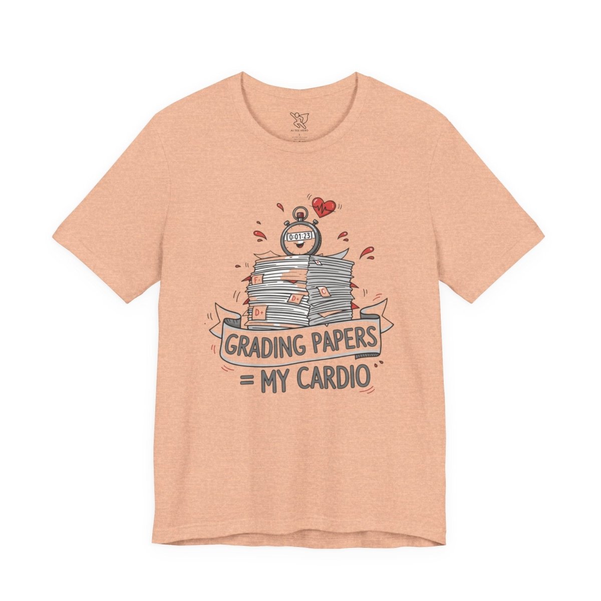 "Grading Papers = My Cardio" CW - 1 | Funny Teacher Shirt, Unisex Short Sleeve Tee, Gift for Educators, Classroom Apparel - AI Tee Hero