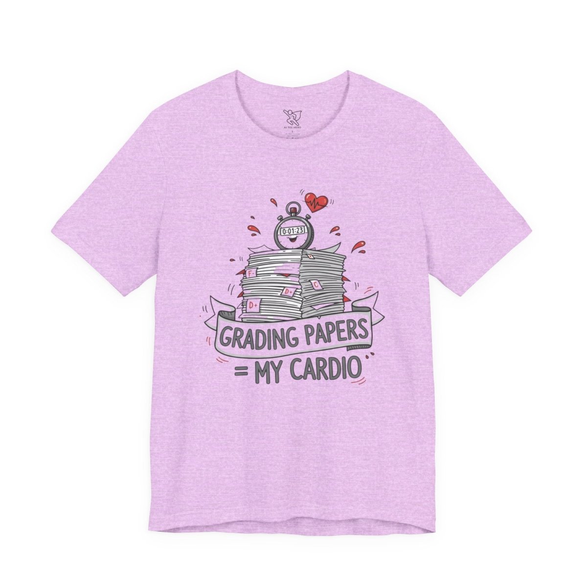 "Grading Papers = My Cardio" CW - 1 | Funny Teacher Shirt, Unisex Short Sleeve Tee, Gift for Educators, Classroom Apparel - AI Tee Hero