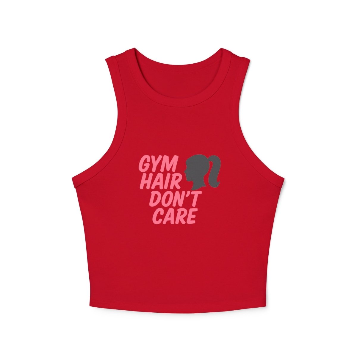 "Gym Hair, Don't Care." Stylish Women's Micro Rib Racer Tank for Gym Lovers, Perfect for Workouts, Fitness Gifts, Activewear, and Casual Outfits MINDSet - AI Tee Hero