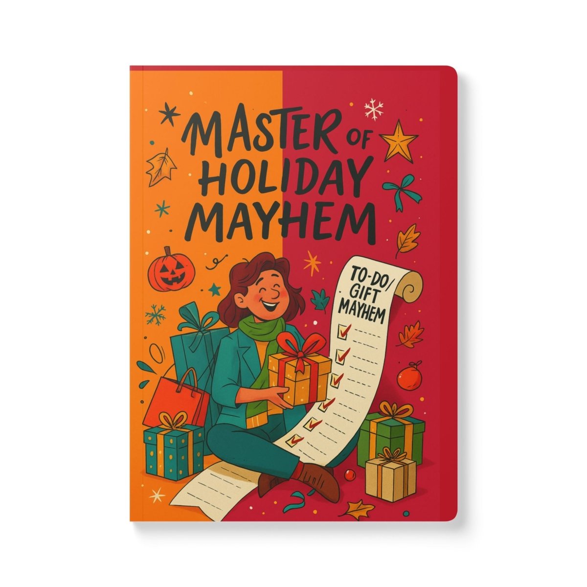 "Holiday Mayhem" Softcover Journal, Gift Planner, To - Do List Journal, Festive Notebook, Christmas Organizer - AI Tee Hero