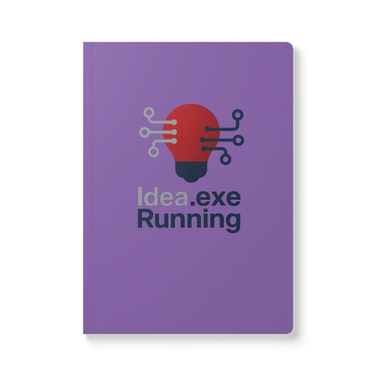 "Idea.exe Running" Tech - Inspired Softcover Journal for Creative Minds, Idea Journal, Writing Notebook, Gift for Students, Purple Notepad, Office Supplies - AI Tee Hero