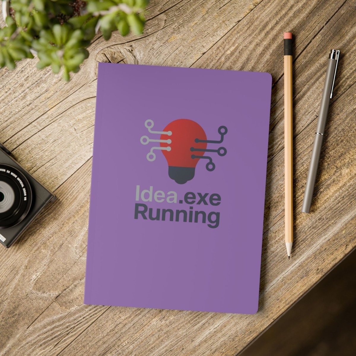 "Idea.exe Running" Tech - Inspired Softcover Journal for Creative Minds, Idea Journal, Writing Notebook, Gift for Students, Purple Notepad, Office Supplies - AI Tee Hero