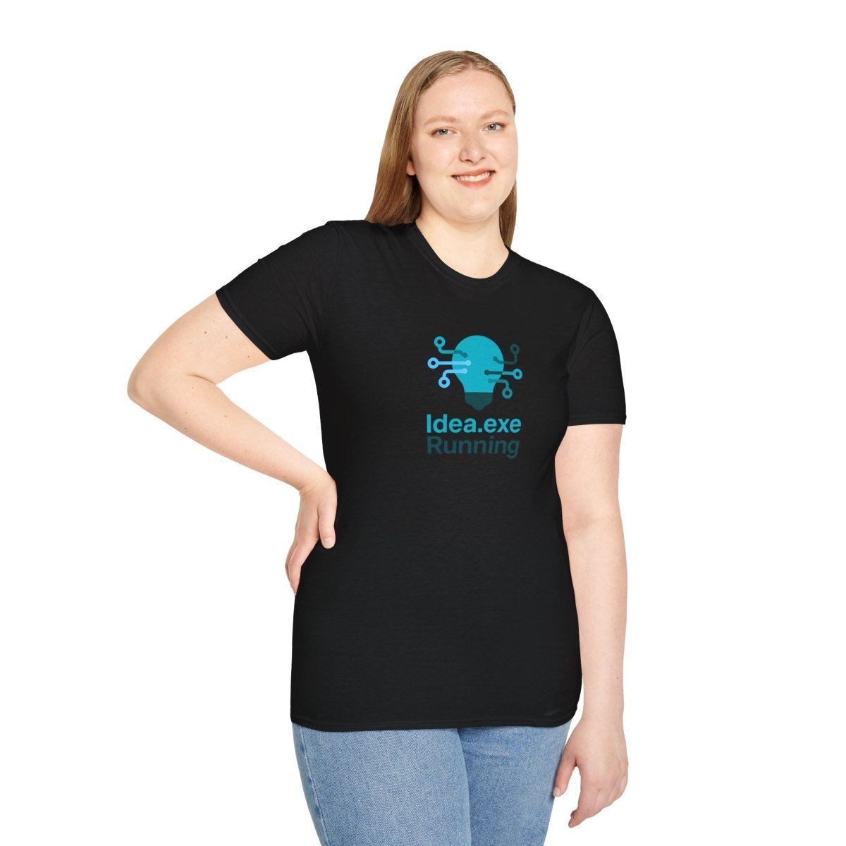 "Idea.exe Running" Tech - Inspired Unisex Softstyle T-Shirt, Geek Humor Tee, Casual Everyday Wear, Gift for Programmers, Unique Tech Gifts, Funny Coding Shirt CW - 1 Teal - AI Tee Hero