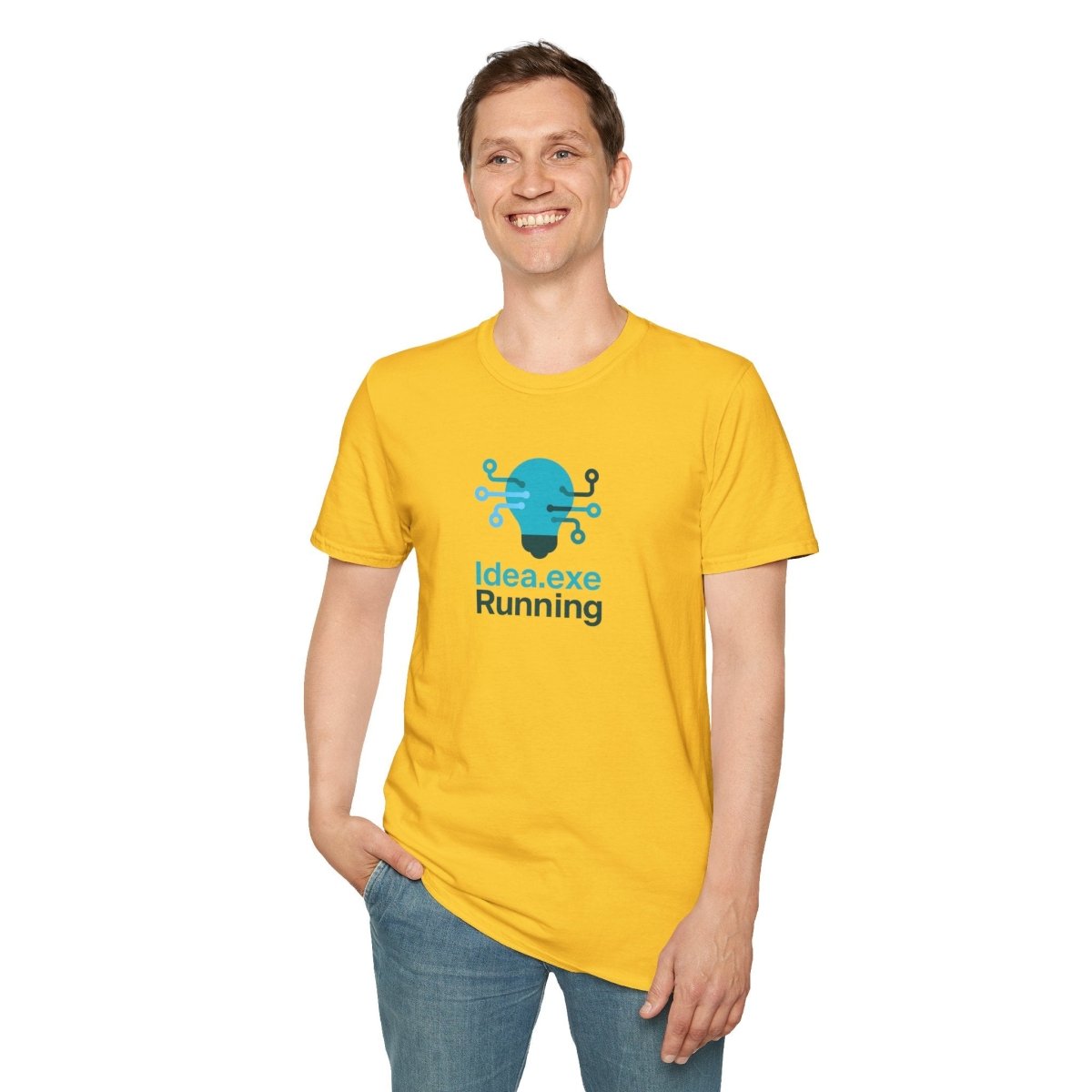 "Idea.exe Running" Tech - Inspired Unisex Softstyle T-Shirt, Geek Humor Tee, Casual Everyday Wear, Gift for Programmers, Unique Tech Gifts, Funny Coding Shirt CW - 1 Teal - AI Tee Hero