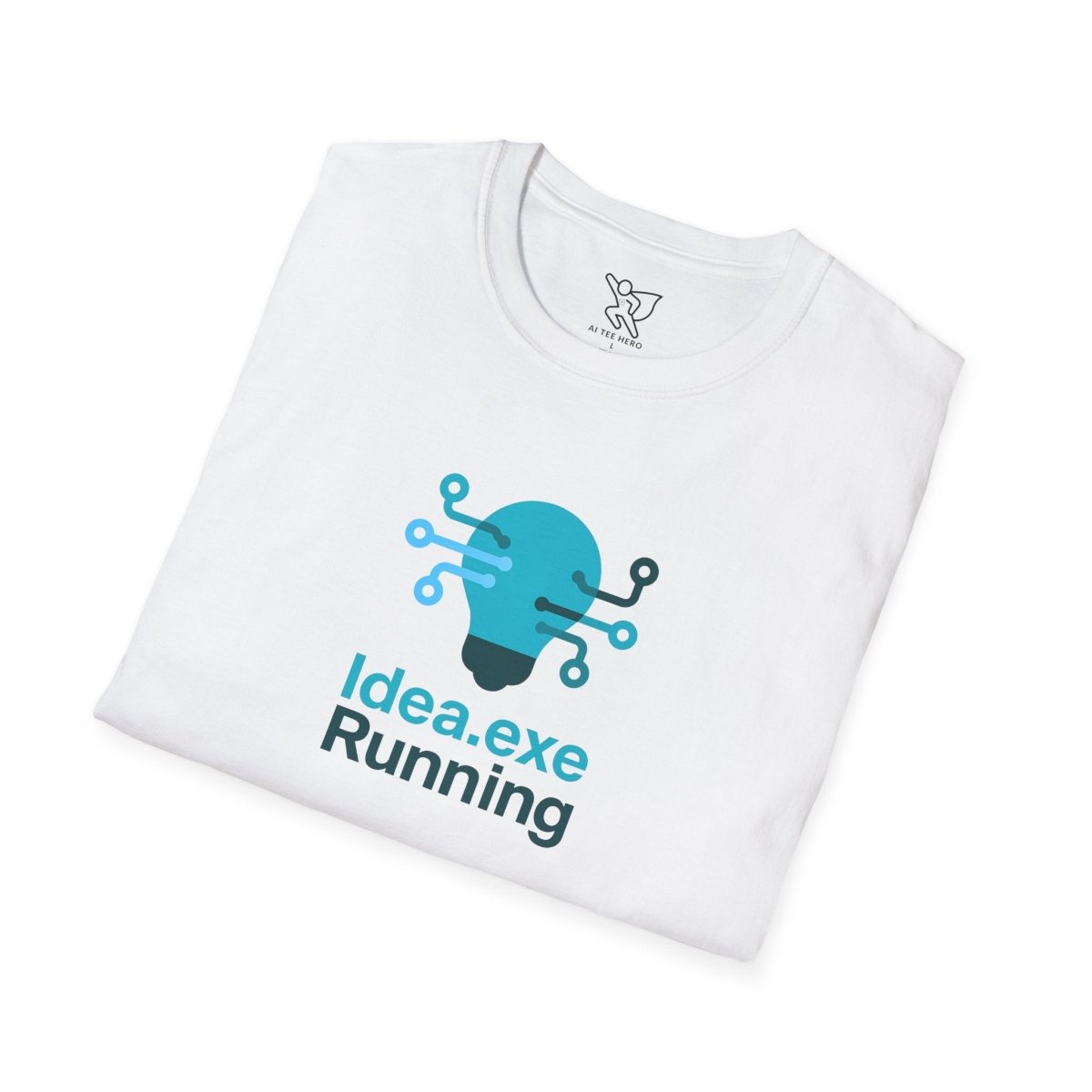 "Idea.exe Running" Tech - Inspired Unisex Softstyle T-Shirt, Geek Humor Tee, Casual Everyday Wear, Gift for Programmers, Unique Tech Gifts, Funny Coding Shirt CW - 1 Teal - AI Tee Hero