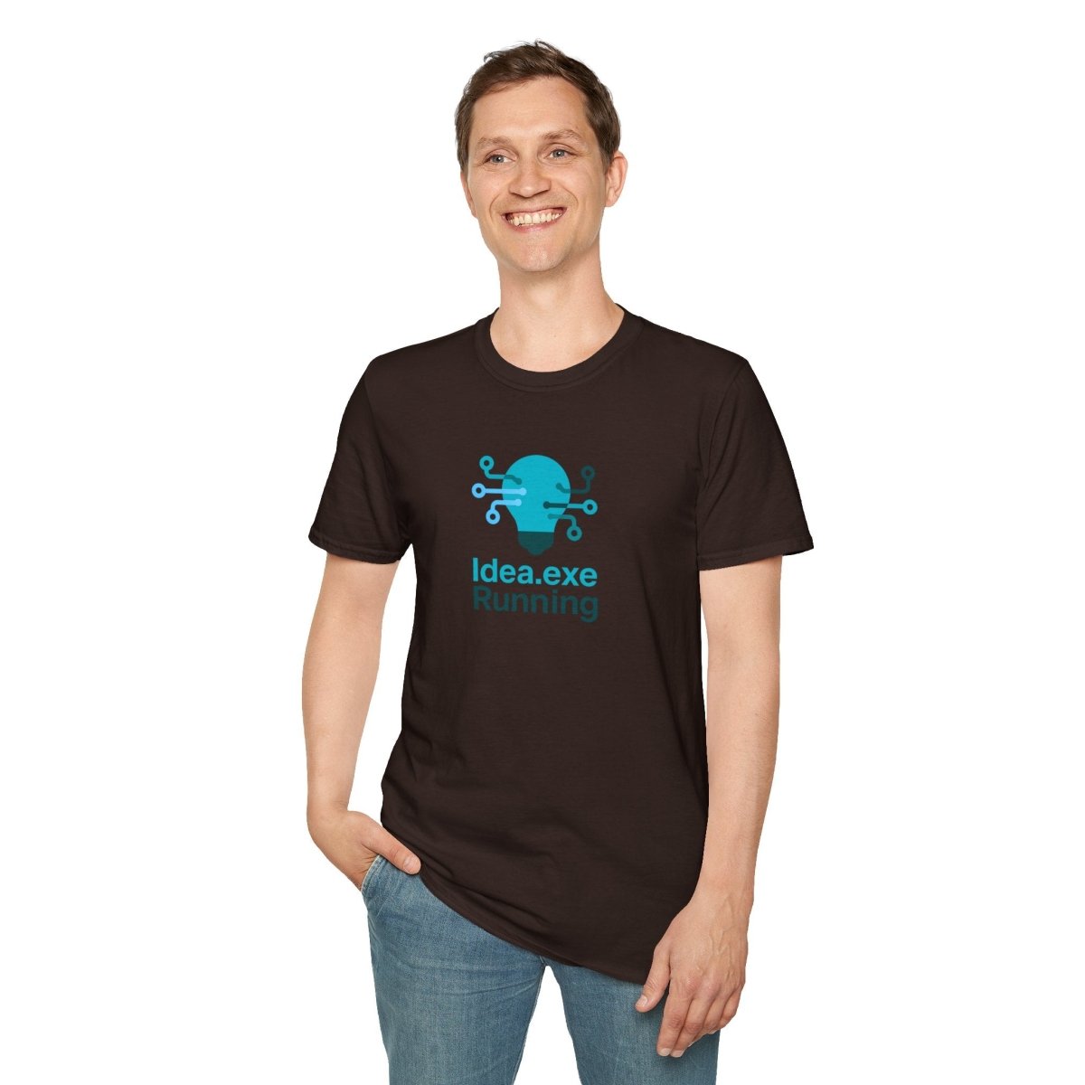 "Idea.exe Running" Tech - Inspired Unisex Softstyle T-Shirt, Geek Humor Tee, Casual Everyday Wear, Gift for Programmers, Unique Tech Gifts, Funny Coding Shirt CW - 1 Teal - AI Tee Hero