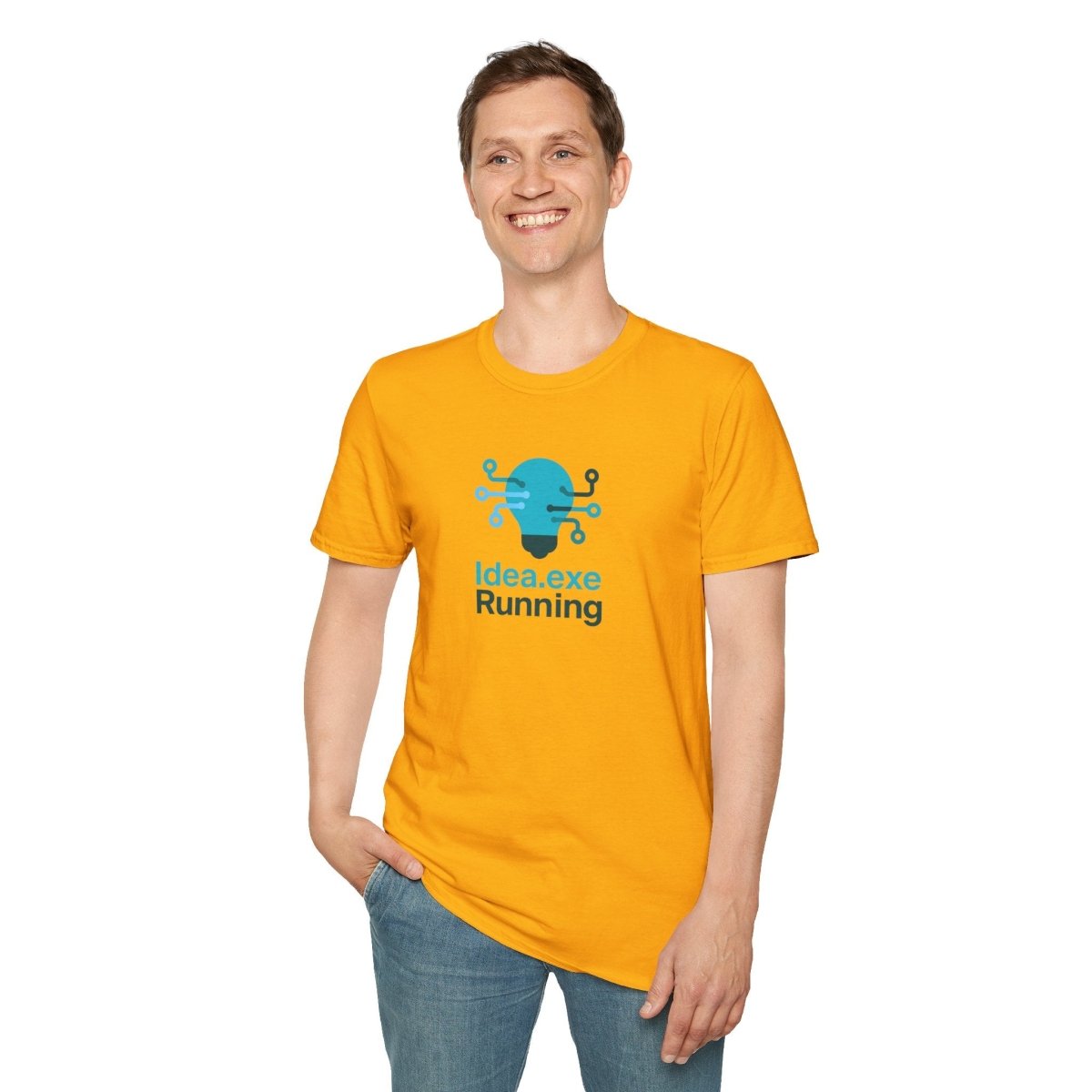 "Idea.exe Running" Tech - Inspired Unisex Softstyle T-Shirt, Geek Humor Tee, Casual Everyday Wear, Gift for Programmers, Unique Tech Gifts, Funny Coding Shirt CW - 1 Teal - AI Tee Hero