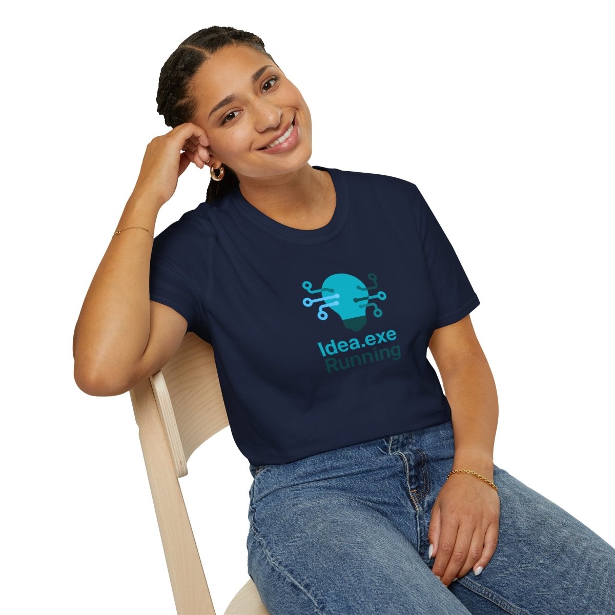 "Idea.exe Running" Tech - Inspired Unisex Softstyle T-Shirt, Geek Humor Tee, Casual Everyday Wear, Gift for Programmers, Unique Tech Gifts, Funny Coding Shirt CW - 1 Teal - AI Tee Hero