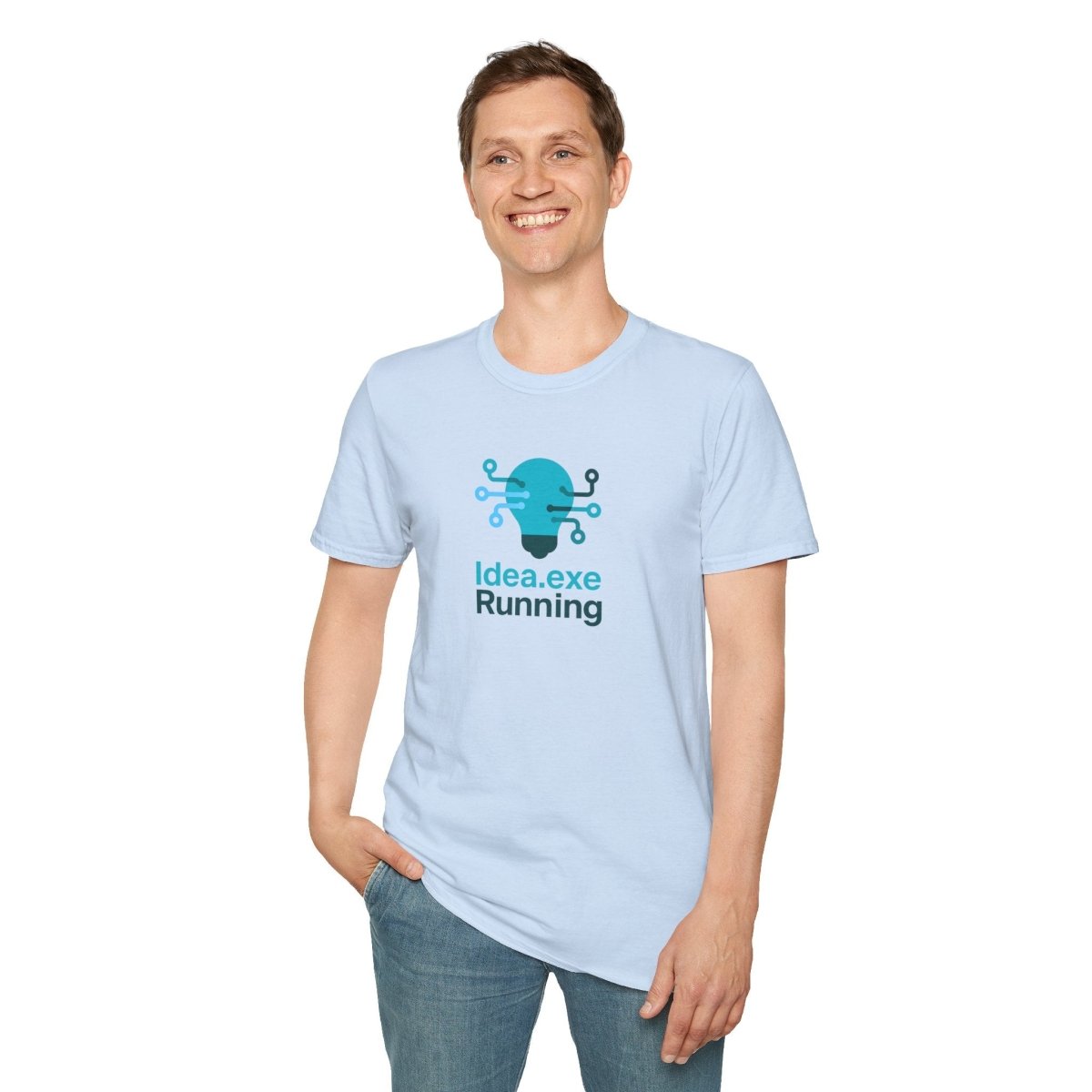 "Idea.exe Running" Tech - Inspired Unisex Softstyle T-Shirt, Geek Humor Tee, Casual Everyday Wear, Gift for Programmers, Unique Tech Gifts, Funny Coding Shirt CW - 1 Teal - AI Tee Hero