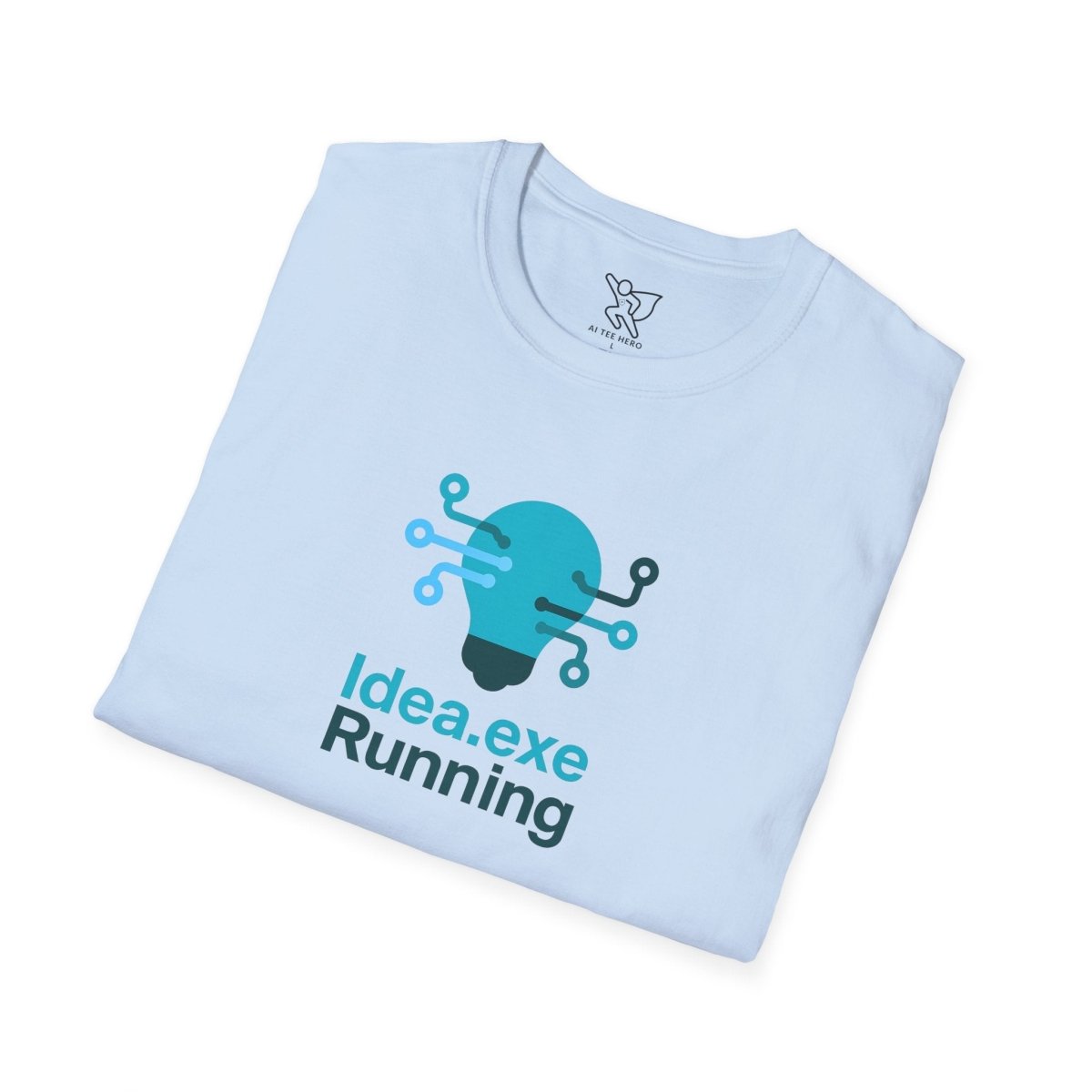 "Idea.exe Running" Tech - Inspired Unisex Softstyle T-Shirt, Geek Humor Tee, Casual Everyday Wear, Gift for Programmers, Unique Tech Gifts, Funny Coding Shirt CW - 1 Teal - AI Tee Hero