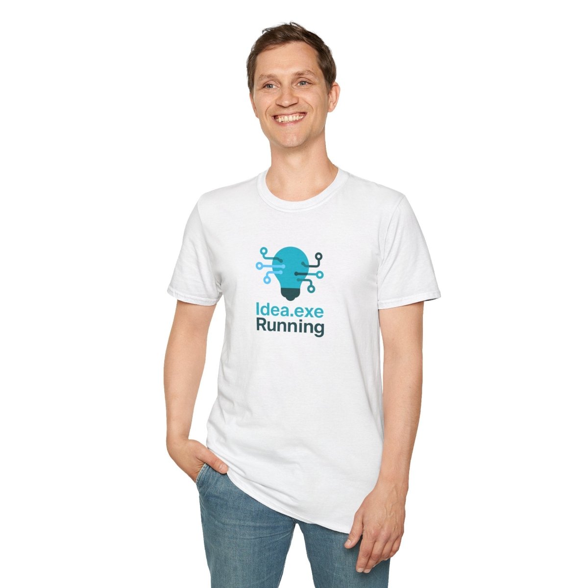 "Idea.exe Running" Tech - Inspired Unisex Softstyle T-Shirt, Geek Humor Tee, Casual Everyday Wear, Gift for Programmers, Unique Tech Gifts, Funny Coding Shirt CW - 1 Teal - AI Tee Hero