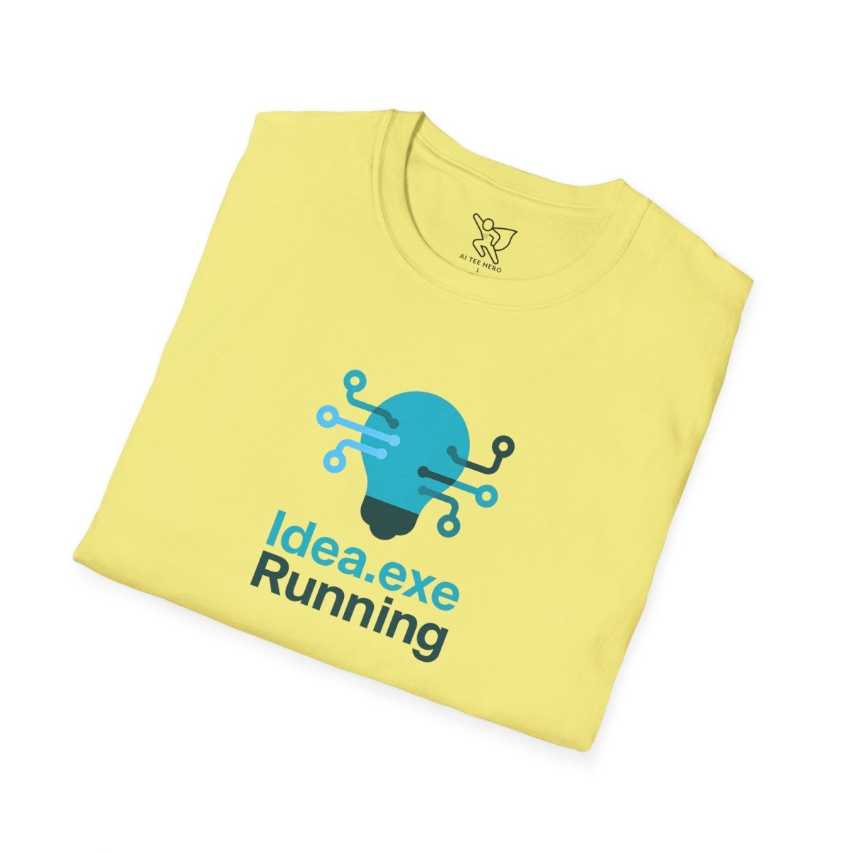 "Idea.exe Running" Tech - Inspired Unisex Softstyle T-Shirt, Geek Humor Tee, Casual Everyday Wear, Gift for Programmers, Unique Tech Gifts, Funny Coding Shirt CW - 1 Teal - AI Tee Hero