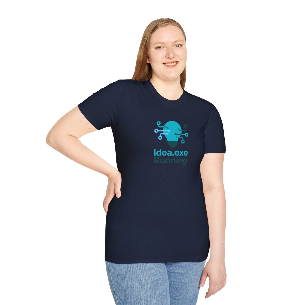 "Idea.exe Running" Tech - Inspired Unisex Softstyle T-Shirt, Geek Humor Tee, Casual Everyday Wear, Gift for Programmers, Unique Tech Gifts, Funny Coding Shirt CW - 1 Teal - AI Tee Hero