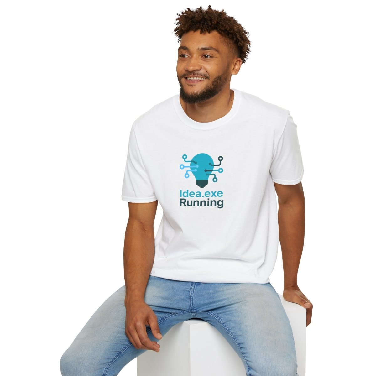 "Idea.exe Running" Tech - Inspired Unisex Softstyle T-Shirt, Geek Humor Tee, Casual Everyday Wear, Gift for Programmers, Unique Tech Gifts, Funny Coding Shirt CW - 1 Teal - AI Tee Hero