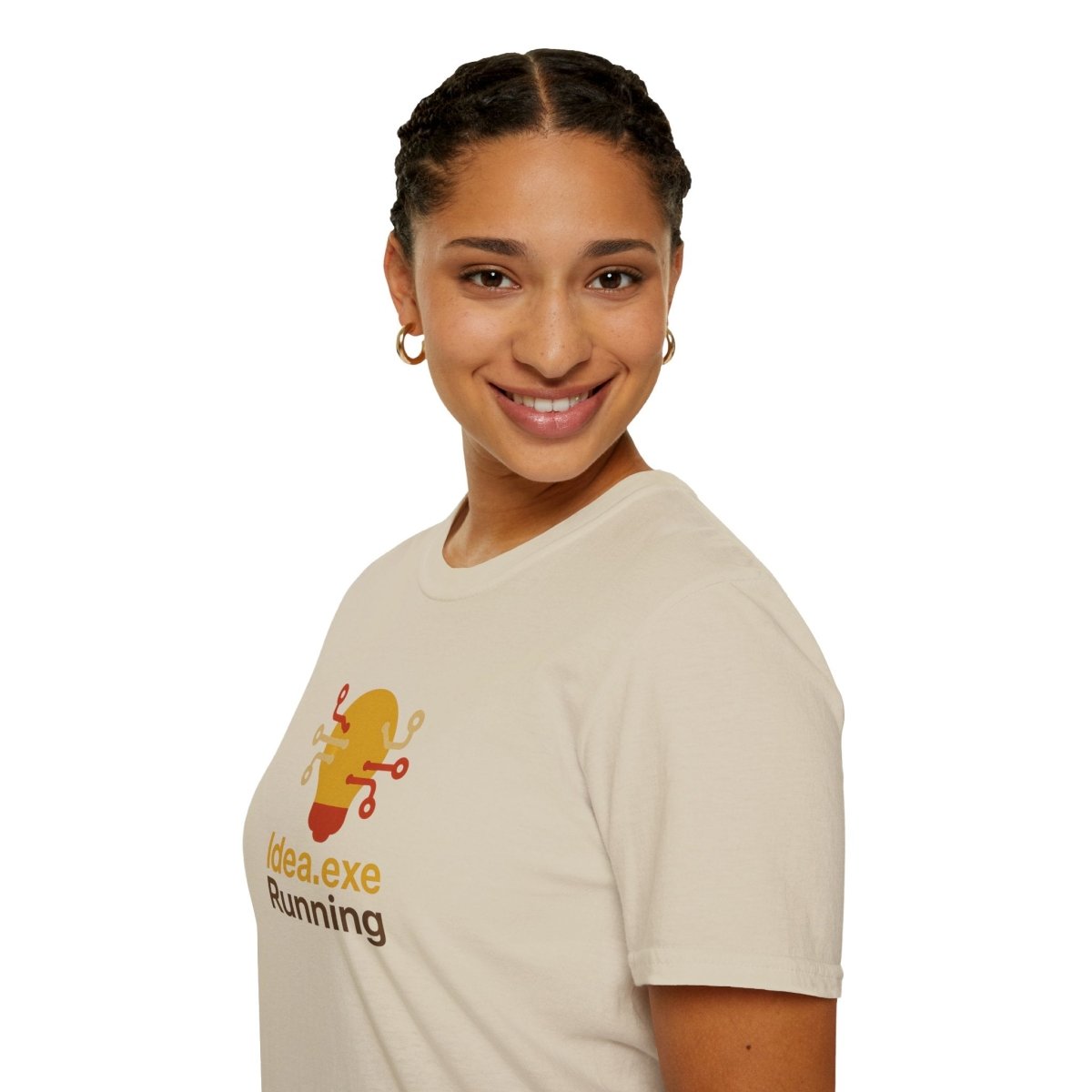 "Idea.exe Running" Tech - Inspired Unisex Softstyle T-Shirt, Geek Humor Tee, Casual Everyday Wear, Gift for Programmers, Unique Tech Gifts, Funny Coding Shirt CW - 2 Yellow Orange - AI Tee Hero
