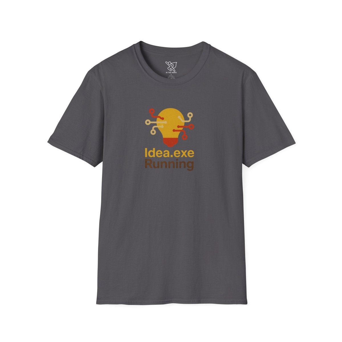 "Idea.exe Running" Tech - Inspired Unisex Softstyle T-Shirt, Geek Humor Tee, Casual Everyday Wear, Gift for Programmers, Unique Tech Gifts, Funny Coding Shirt CW - 2 Yellow Orange - AI Tee Hero