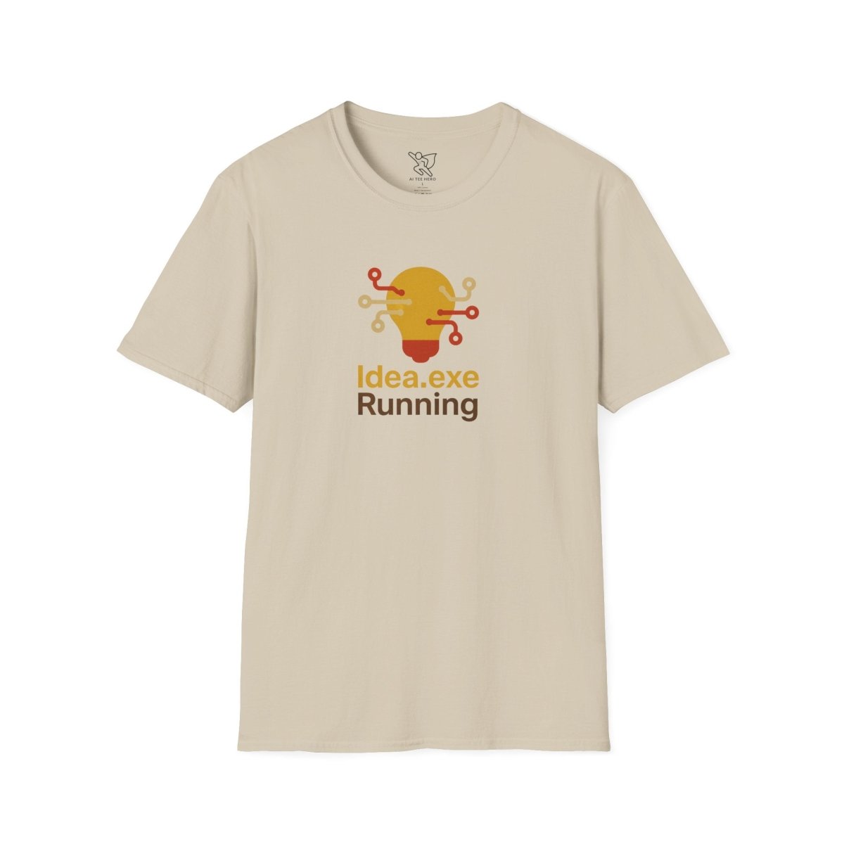 "Idea.exe Running" Tech - Inspired Unisex Softstyle T-Shirt, Geek Humor Tee, Casual Everyday Wear, Gift for Programmers, Unique Tech Gifts, Funny Coding Shirt CW - 2 Yellow Orange - AI Tee Hero