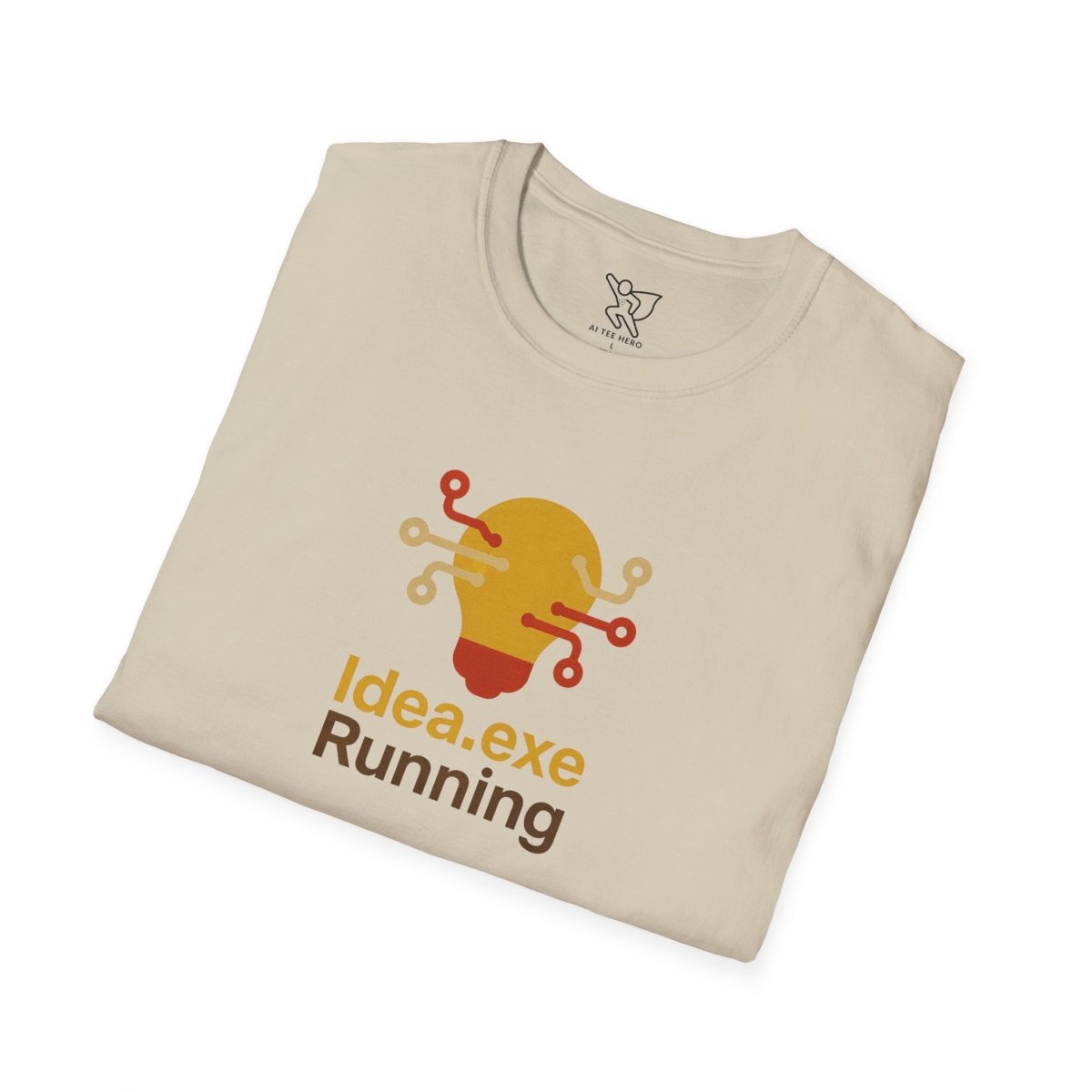 "Idea.exe Running" Tech - Inspired Unisex Softstyle T-Shirt, Geek Humor Tee, Casual Everyday Wear, Gift for Programmers, Unique Tech Gifts, Funny Coding Shirt CW - 2 Yellow Orange - AI Tee Hero