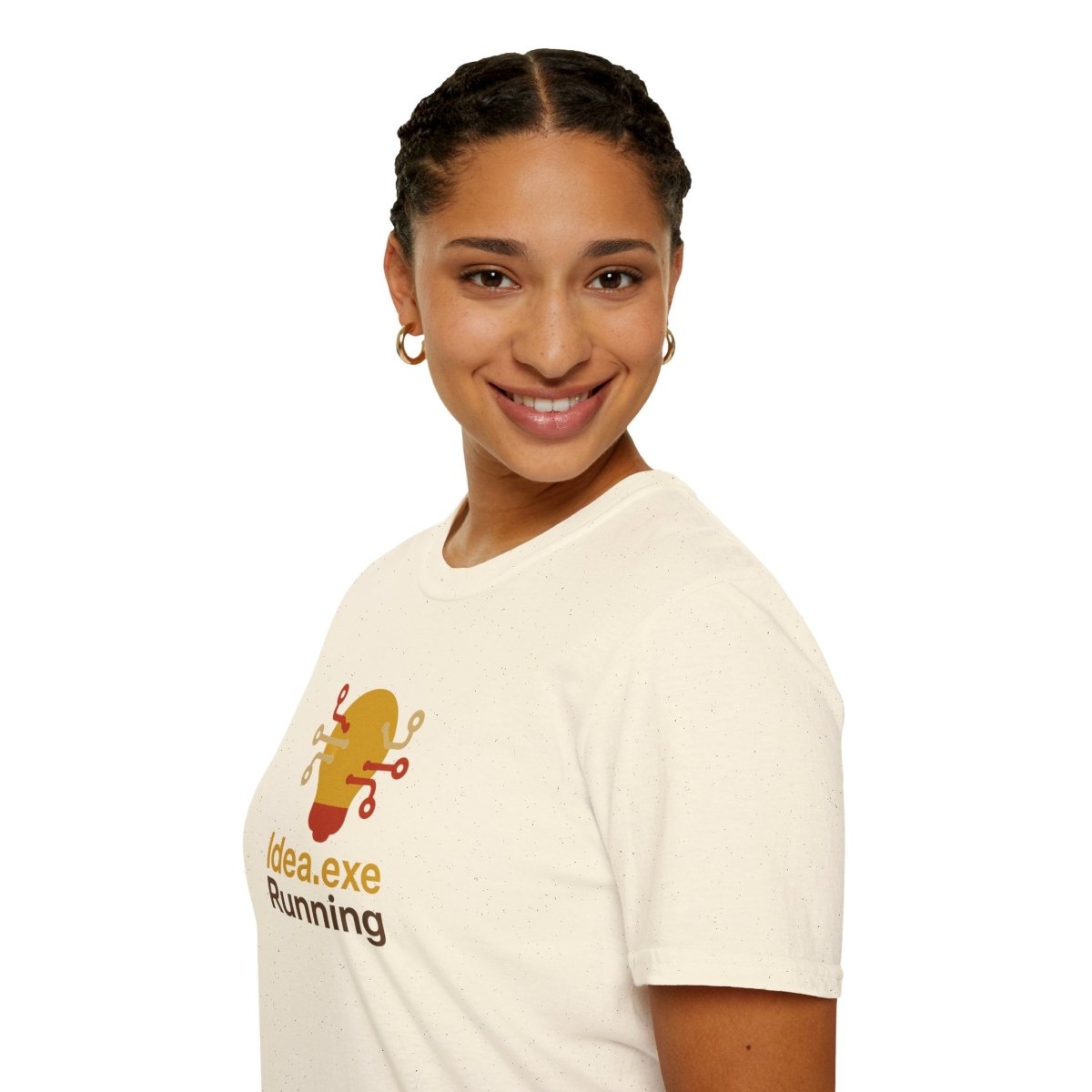 "Idea.exe Running" Tech - Inspired Unisex Softstyle T-Shirt, Geek Humor Tee, Casual Everyday Wear, Gift for Programmers, Unique Tech Gifts, Funny Coding Shirt CW - 2 Yellow Orange - AI Tee Hero