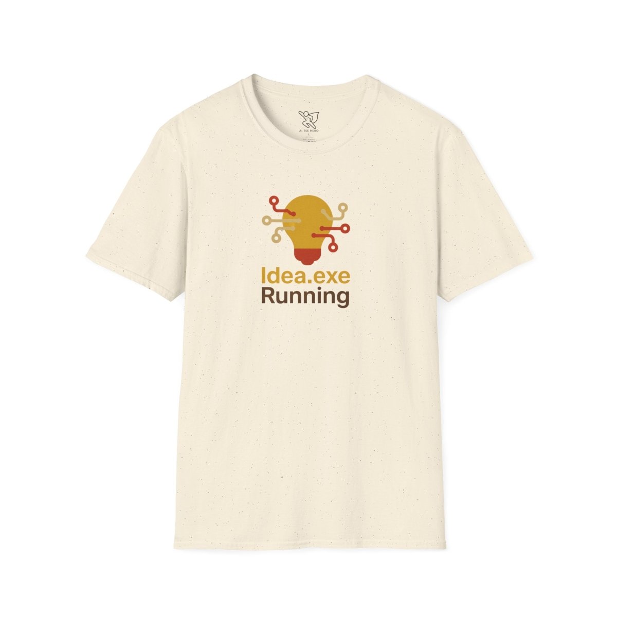 "Idea.exe Running" Tech - Inspired Unisex Softstyle T-Shirt, Geek Humor Tee, Casual Everyday Wear, Gift for Programmers, Unique Tech Gifts, Funny Coding Shirt CW - 2 Yellow Orange - AI Tee Hero