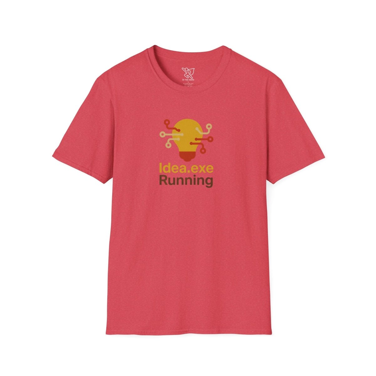 "Idea.exe Running" Tech - Inspired Unisex Softstyle T-Shirt, Geek Humor Tee, Casual Everyday Wear, Gift for Programmers, Unique Tech Gifts, Funny Coding Shirt CW - 2 Yellow Orange - AI Tee Hero