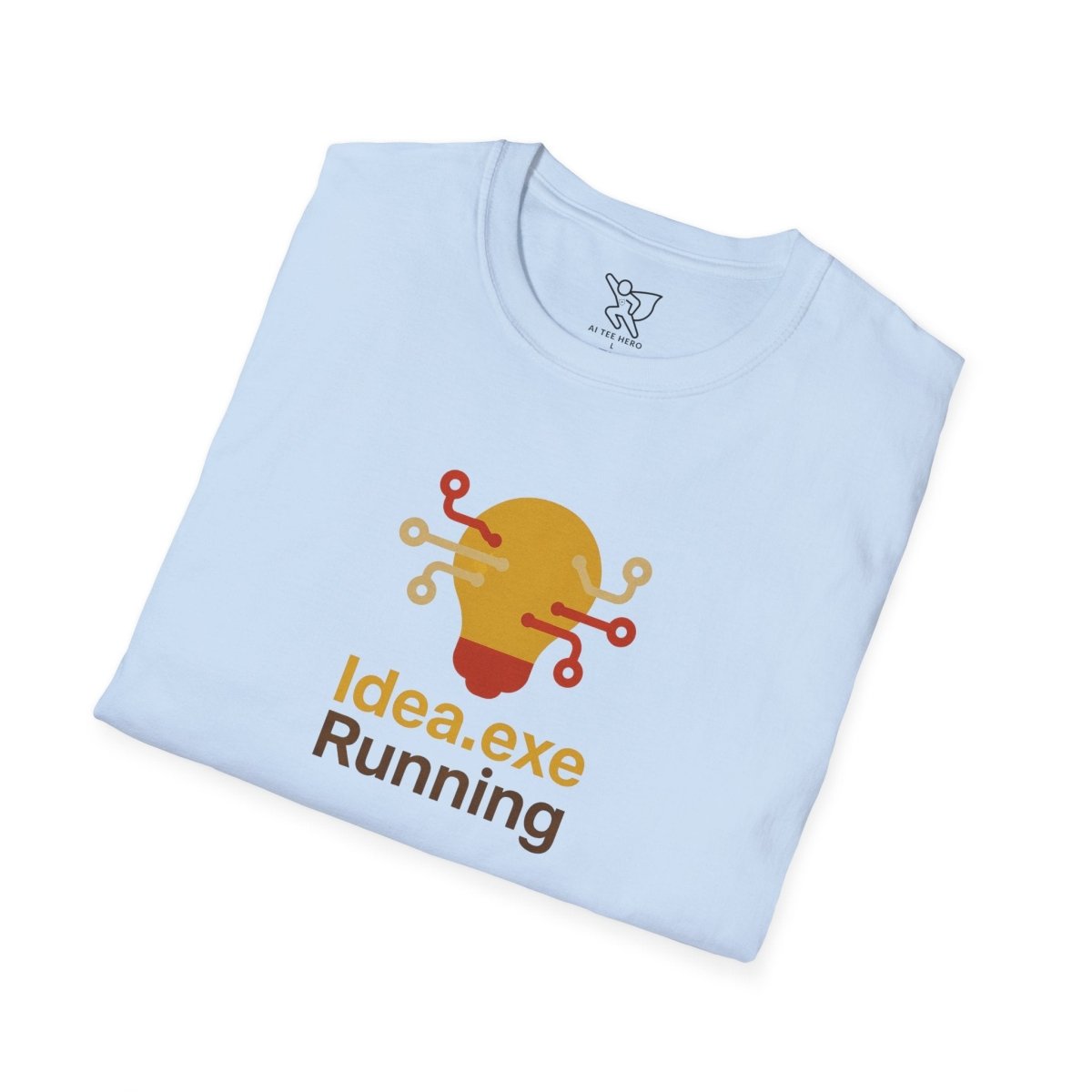 "Idea.exe Running" Tech - Inspired Unisex Softstyle T-Shirt, Geek Humor Tee, Casual Everyday Wear, Gift for Programmers, Unique Tech Gifts, Funny Coding Shirt CW - 2 Yellow Orange - AI Tee Hero