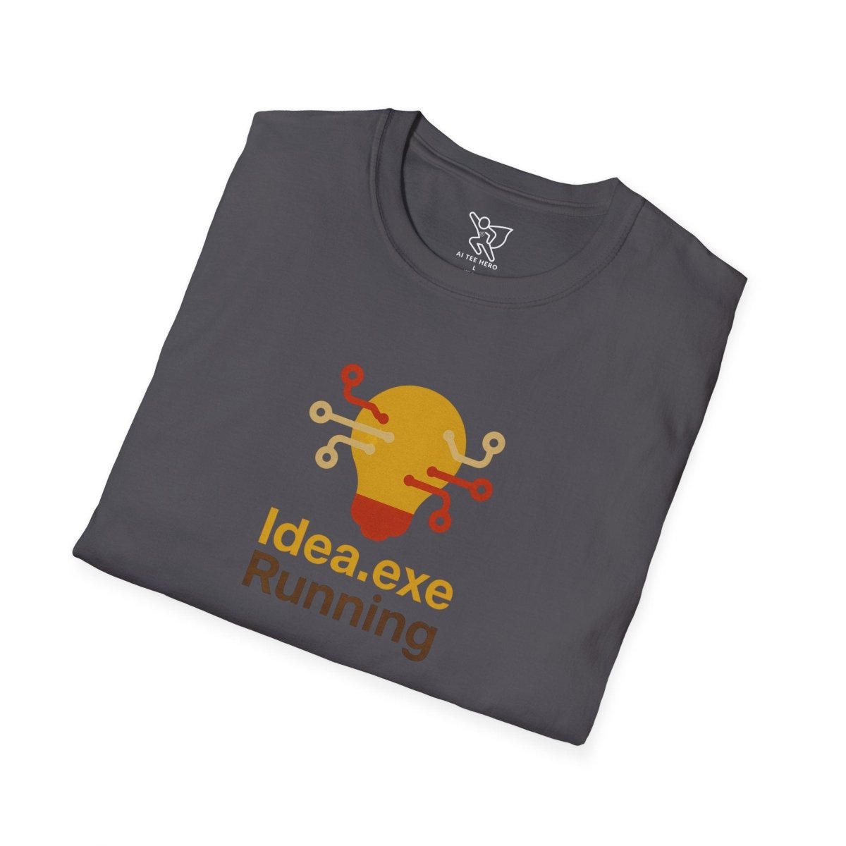 "Idea.exe Running" Tech - Inspired Unisex Softstyle T-Shirt, Geek Humor Tee, Casual Everyday Wear, Gift for Programmers, Unique Tech Gifts, Funny Coding Shirt CW - 2 Yellow Orange - AI Tee Hero